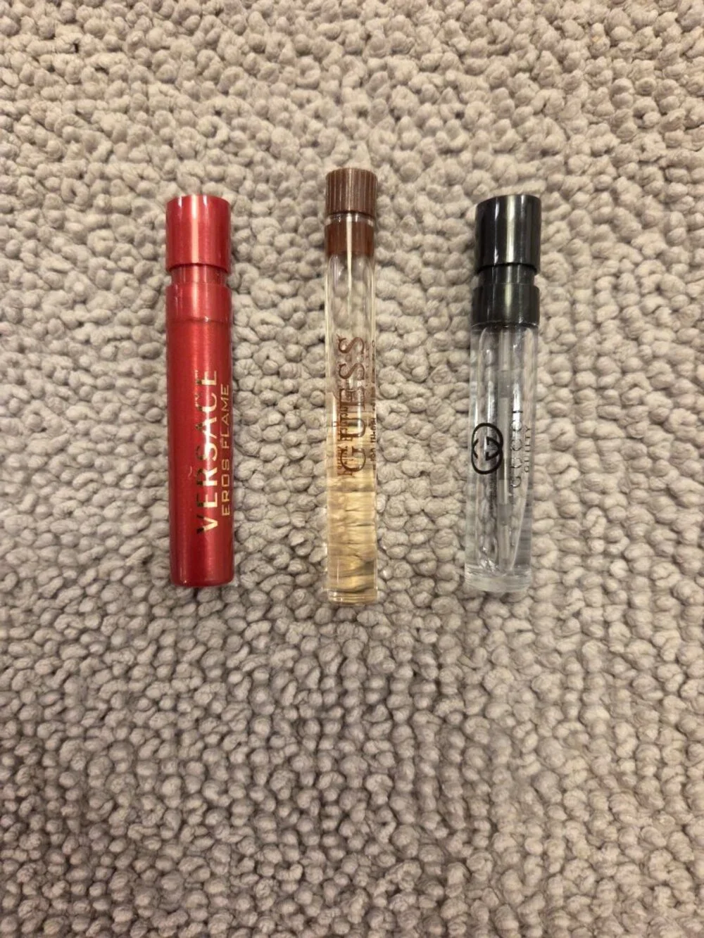 Cologne Sample Set: Versace Eros Flame, Marciano by Guess, and Guilty by Gucci